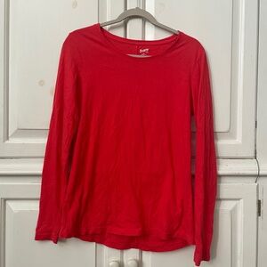 Duluth women’s bright red long sleeve t-shirt casual knit holiday normcore base
